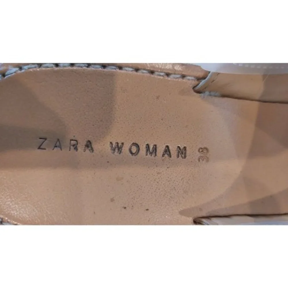 ZARA Jute Esprilladrez Wedge Sandals WITH CROSSOVER STRAPS GOLD SZ US 7 / UE 38